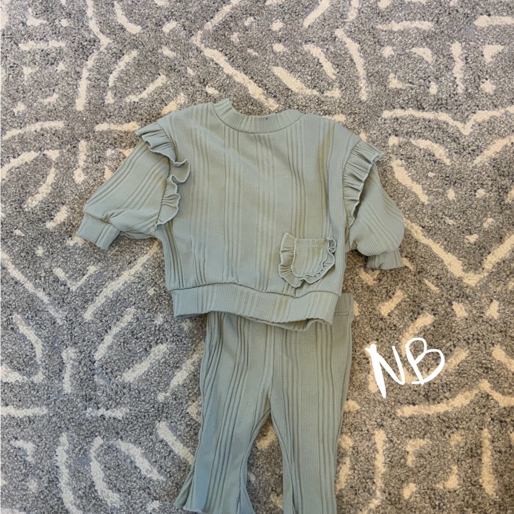 NB Kids Ruffle Set - Soft Blue/Green